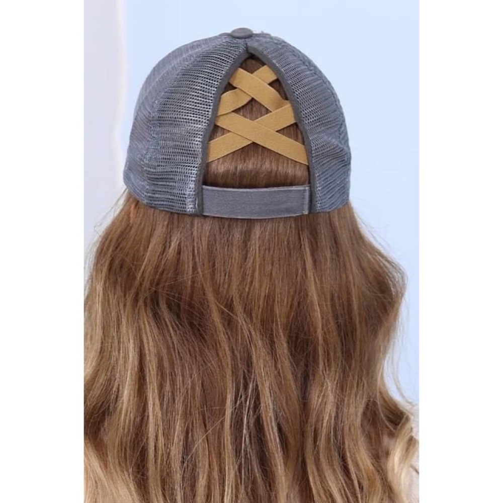 Top Knot Distressed Gray baseball hat - Picture 4 of 6